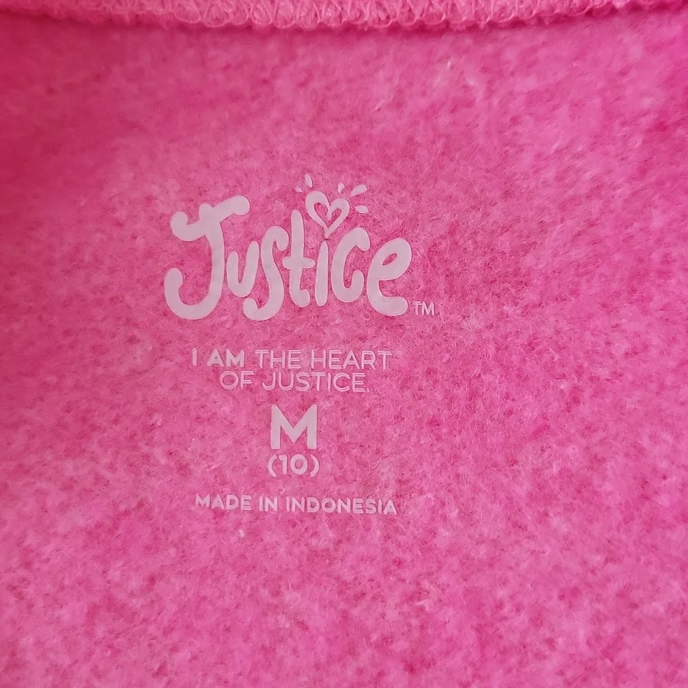 Justice Graphic Logo Cropped Sweatshirt Pink Girls Medium Ragged Edge Pullover